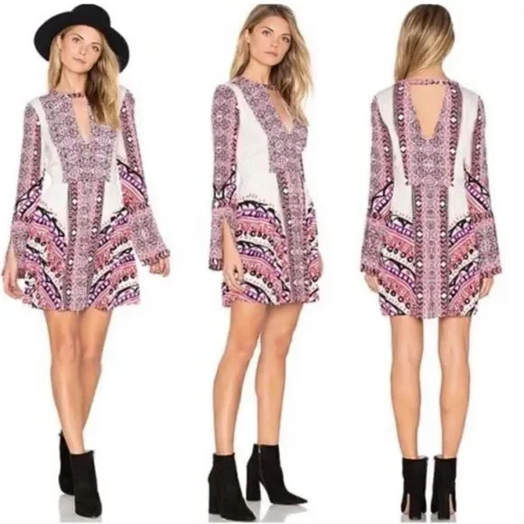 Sold Free People Urban Outfitters Boho Teagan Border Print dress size 12 - Picture 13 of 13